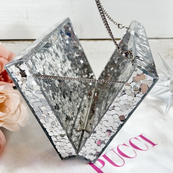 Emilio Pucci Rare Glitter Lucite 3-D Logo Box Clutch/Shoulder Bag - Picture 8 of 16